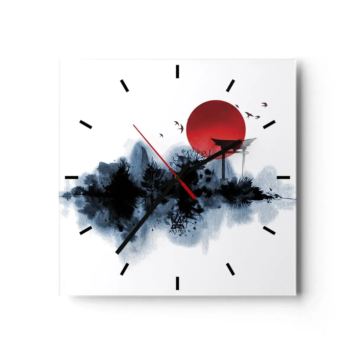 Wall clock - Clock on glass - Japanese View - 30x30 cm