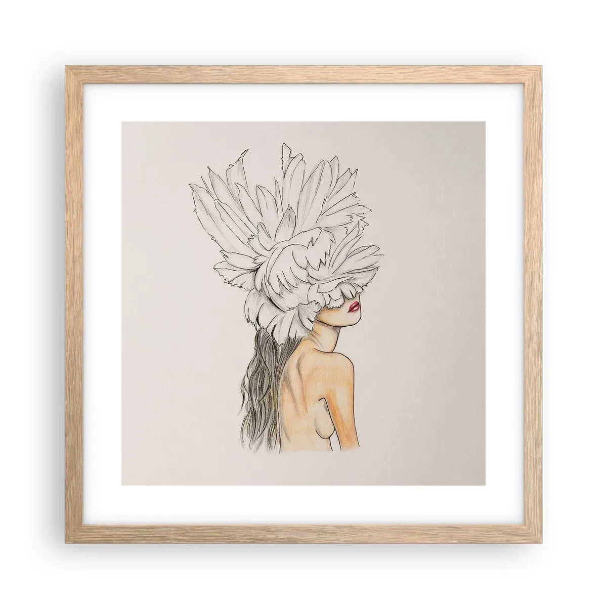 Poster in light oak frame - Crowned Beauty - 40x40 cm