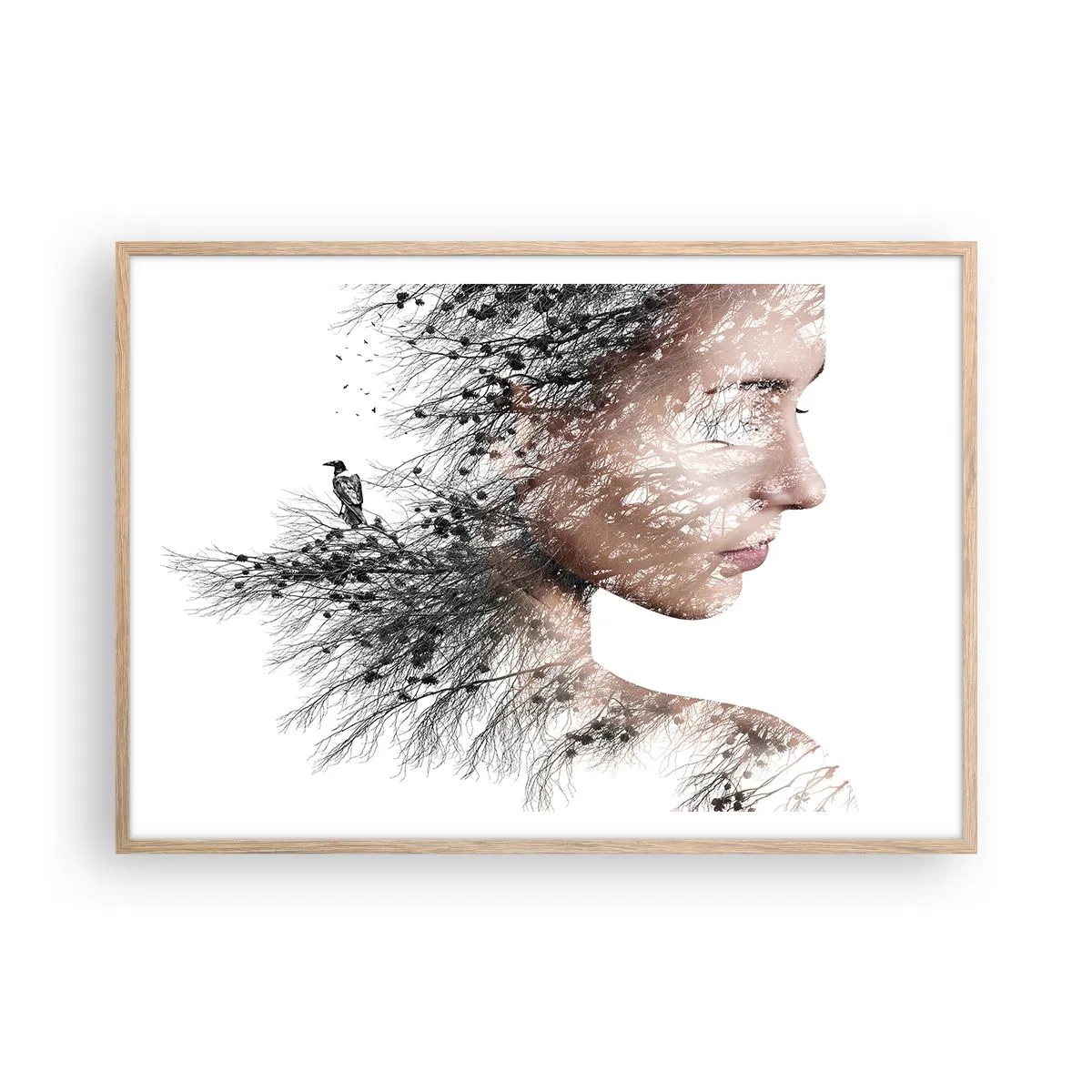Poster in light oak frame - Spirit of a Forest - 100x70 cm