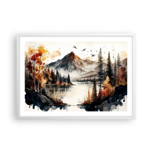 Poster in white frmae - Golden Autumn in the Mountains - 70x50 cm
