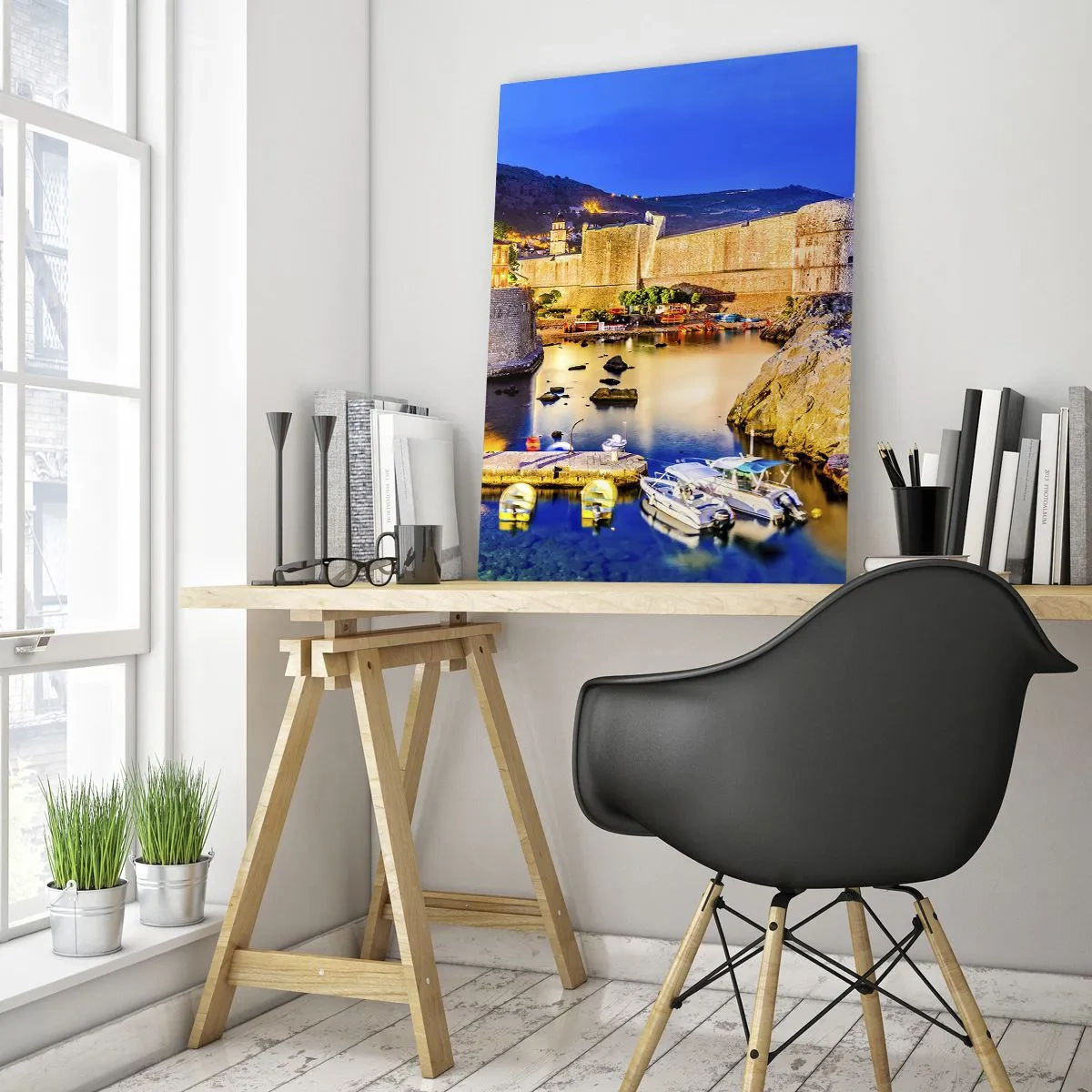 Glass picture - Bright Night by the Adriatic Sea - 50x70 cm
