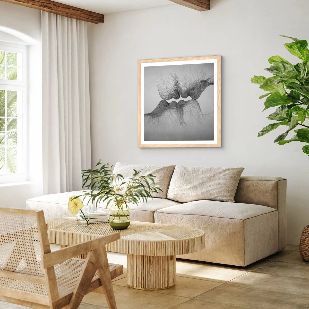 Poster in light oak frame - Kiss of the Wind - 40x40 cm