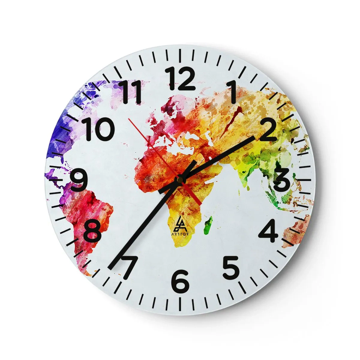 Wall clock - Clock on glass - All Colours of Light - 40x40 cm