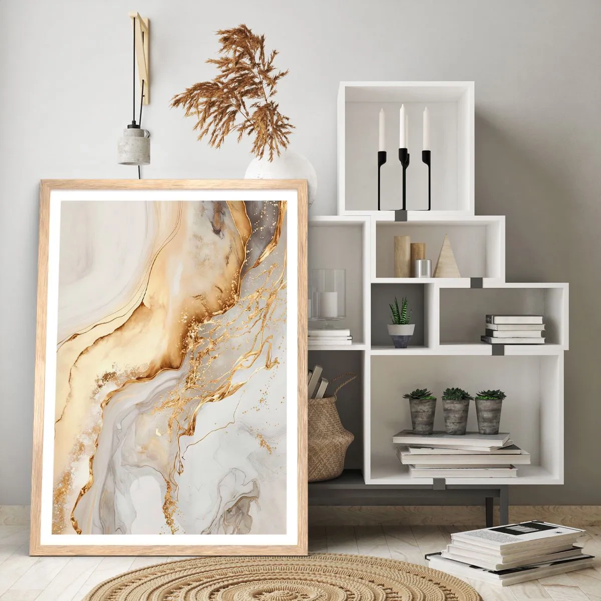 Poster in light oak frame - Abstract: Beauty and Good - 50x70 cm