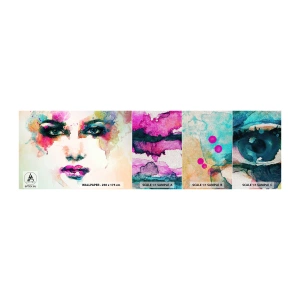 Photo Wallpaper Sample Premium Canvas - Portrait Painted by a Rainbow - Abstraction, Woman's Face, Piece - 100x30 cm
