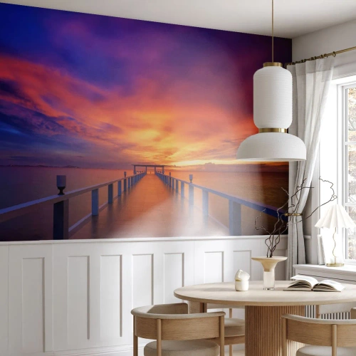 Self-Adhesive Photo Wallpaper Deluxe Sticker - Limitless - Landscape, Pier, Sunset - 200x140 cm