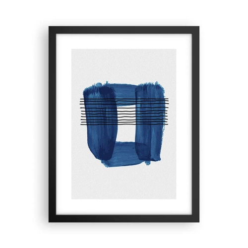 Poster in black frame - Blue and Black Composition - 30x40 cm
