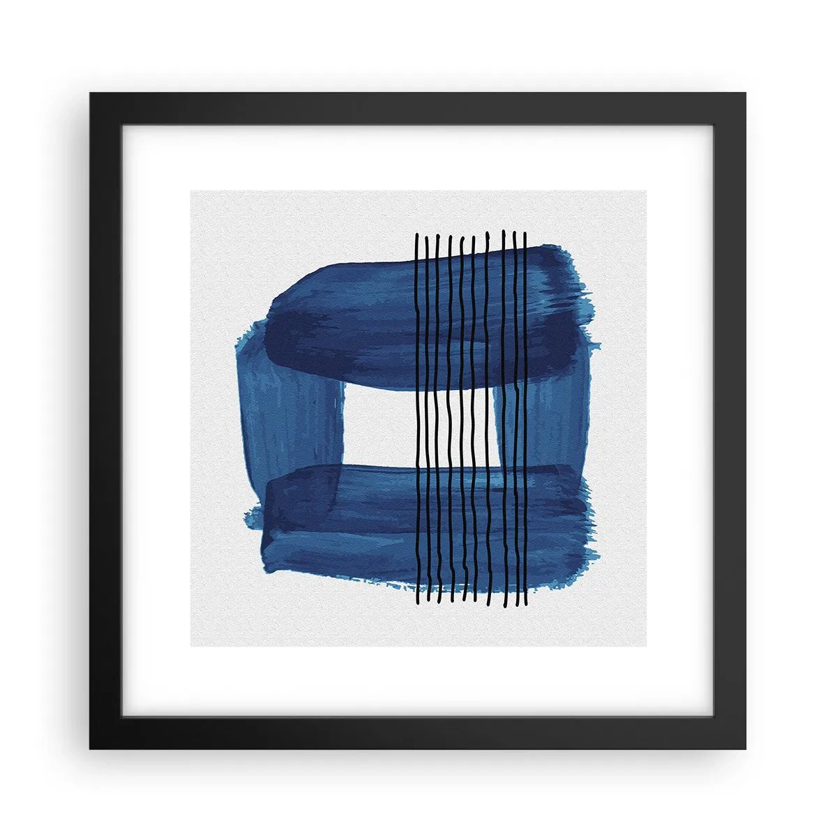 Poster in black frame - Blue and Black Composition - 30x30 cm