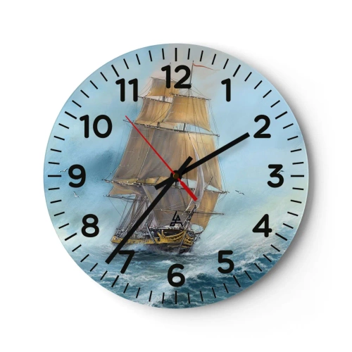 Wall clock - Clock on glass - Gliding on the Waves - 30x30 cm