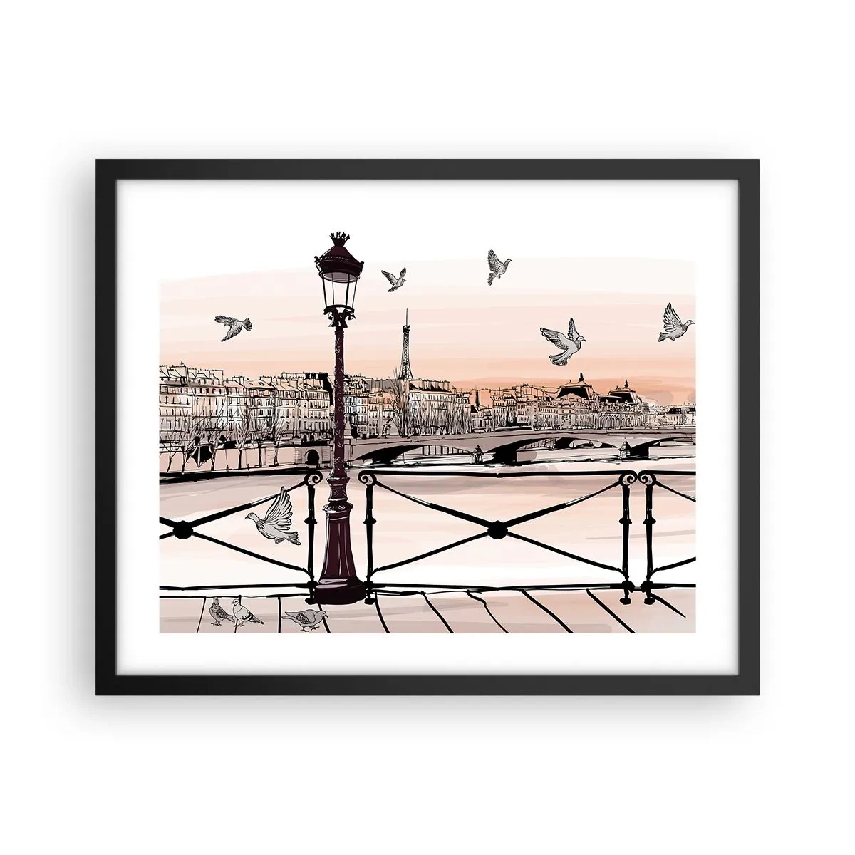 Poster in black frame - Over the Roofs of Paris - 50x40 cm