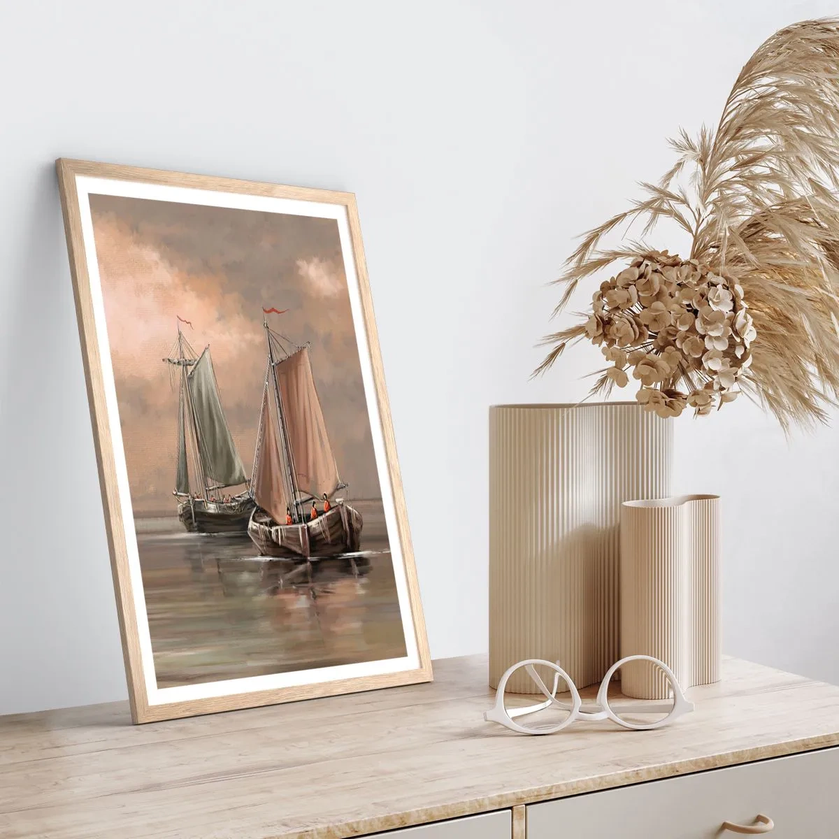 Poster in light oak frame - Return of Sailors - 50x70 cm