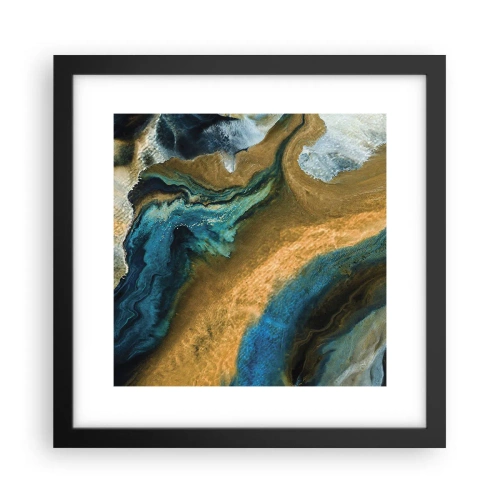 Poster in black frame - Blue -Yellow - Mutal Influences - 30x30 cm