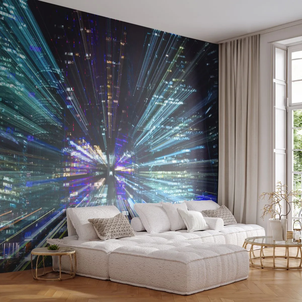 Self-Adhesive Photo Wallpaper Deluxe Sticker - Going to Outer Space - Abstraction, City, Graphics - 250x175 cm