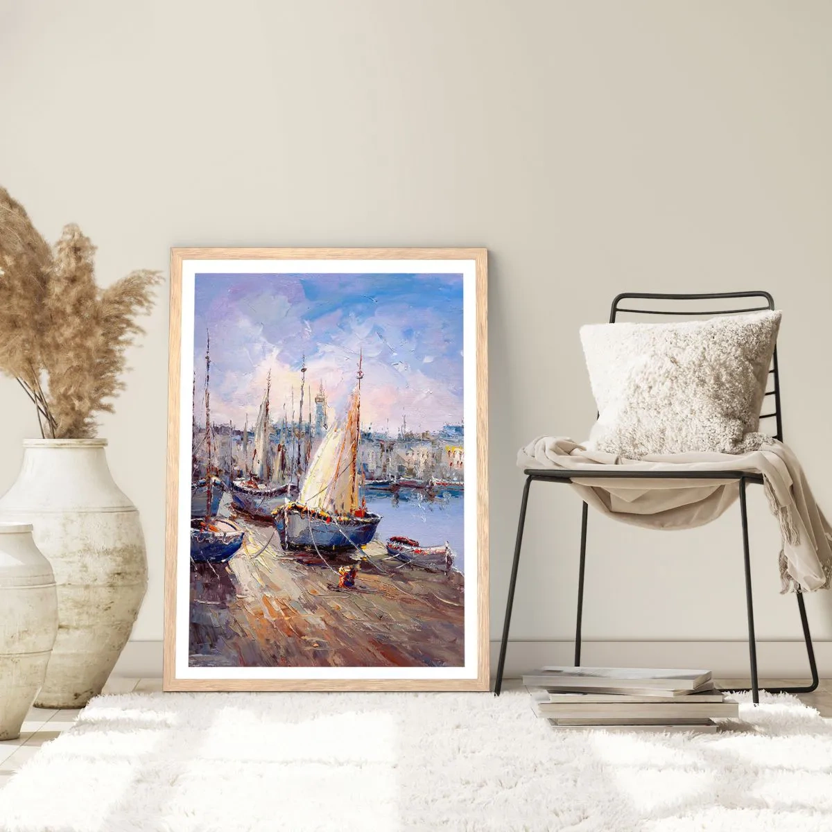Poster in light oak frame - Town by the Bay - 40x50 cm