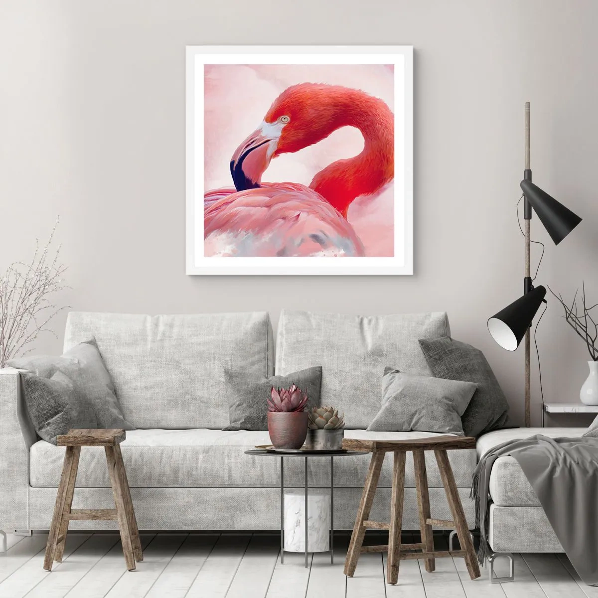 Poster in white frmae - Bird Look - 40x40 cm