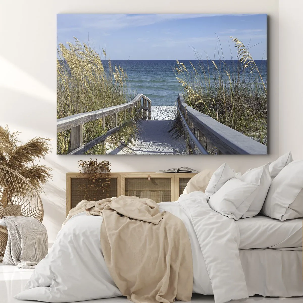 Canvas picture - Path to the beach with a sea view - 70x50cm - In the Sun, out in the Wind - Modern wall decoration for the living room and bedroom ARTTOR