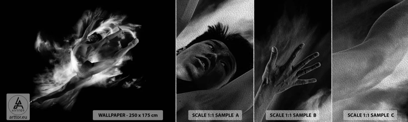 Photo Wallpaper Sample Premium Sand - Stopped i in Flight - Dancer, Ballet, Culture - 100x30 cm