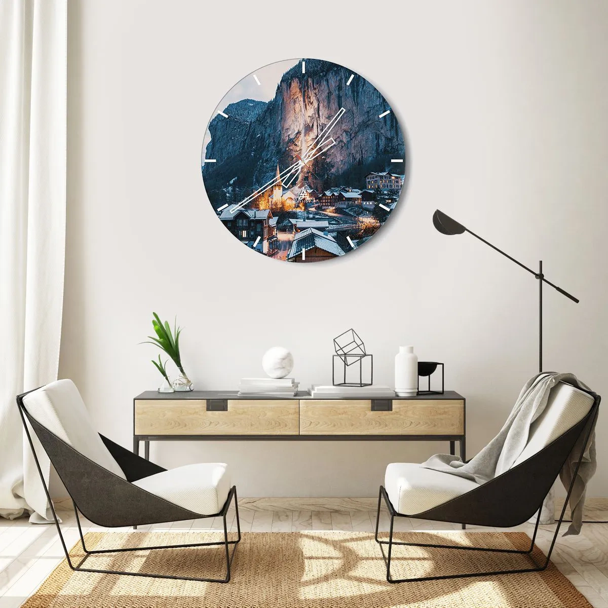 Wall clock - Clock on glass - Sparkling Winter Spirit - 40x40 cm