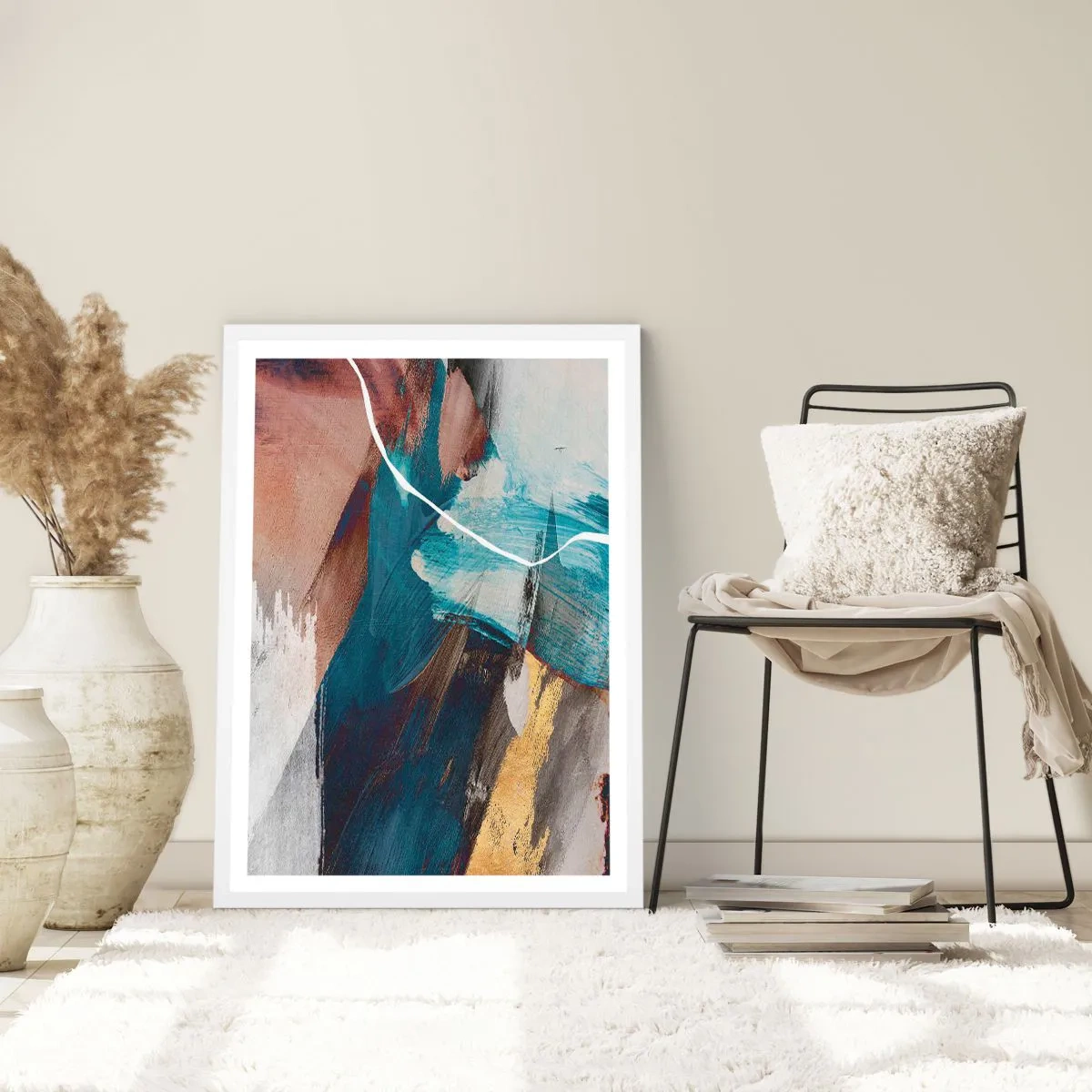 Poster in white frmae - With Panache and Energy - 70x100 cm