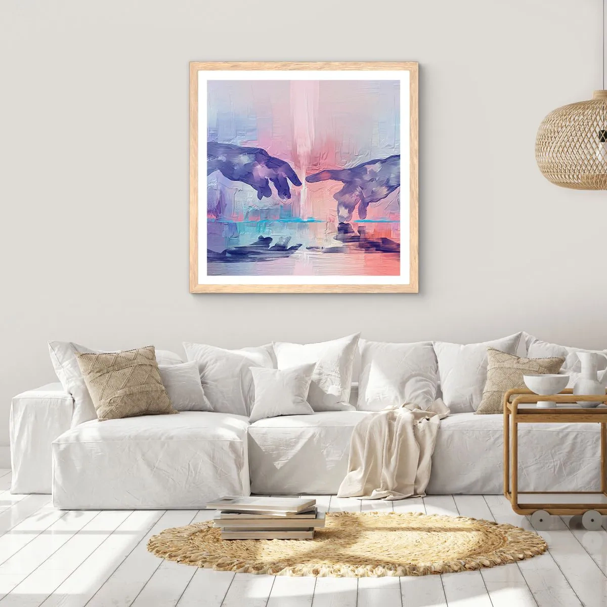 Poster in light oak frame - Godly Spark of Life - 30x30 cm