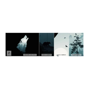 Photo Wallpaper Sample Self-Adhesive Deluxe Sticker - Sound of a Night Forest - Abstraction, Bear, Cave - 100x30 cm