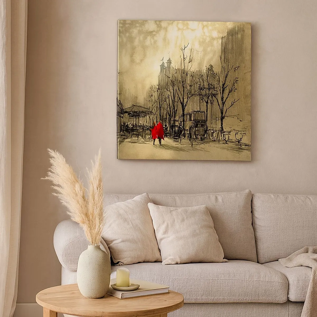 Canvas picture - A Date in London Fog - 30x30 cm