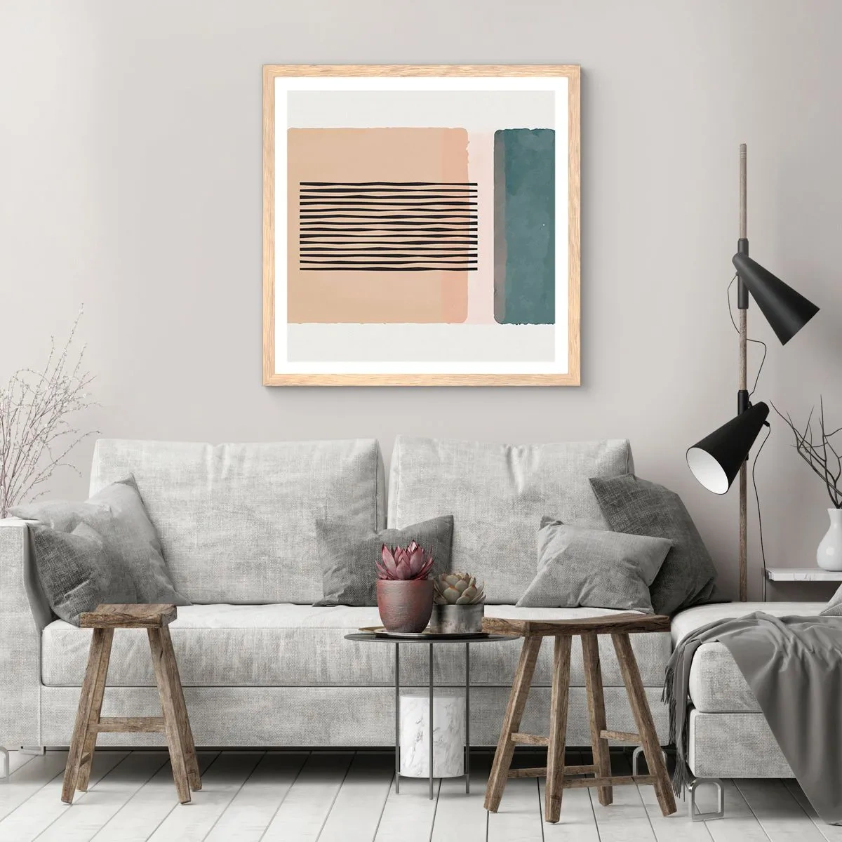 Poster in light oak frame - All in Order - 30x30 cm