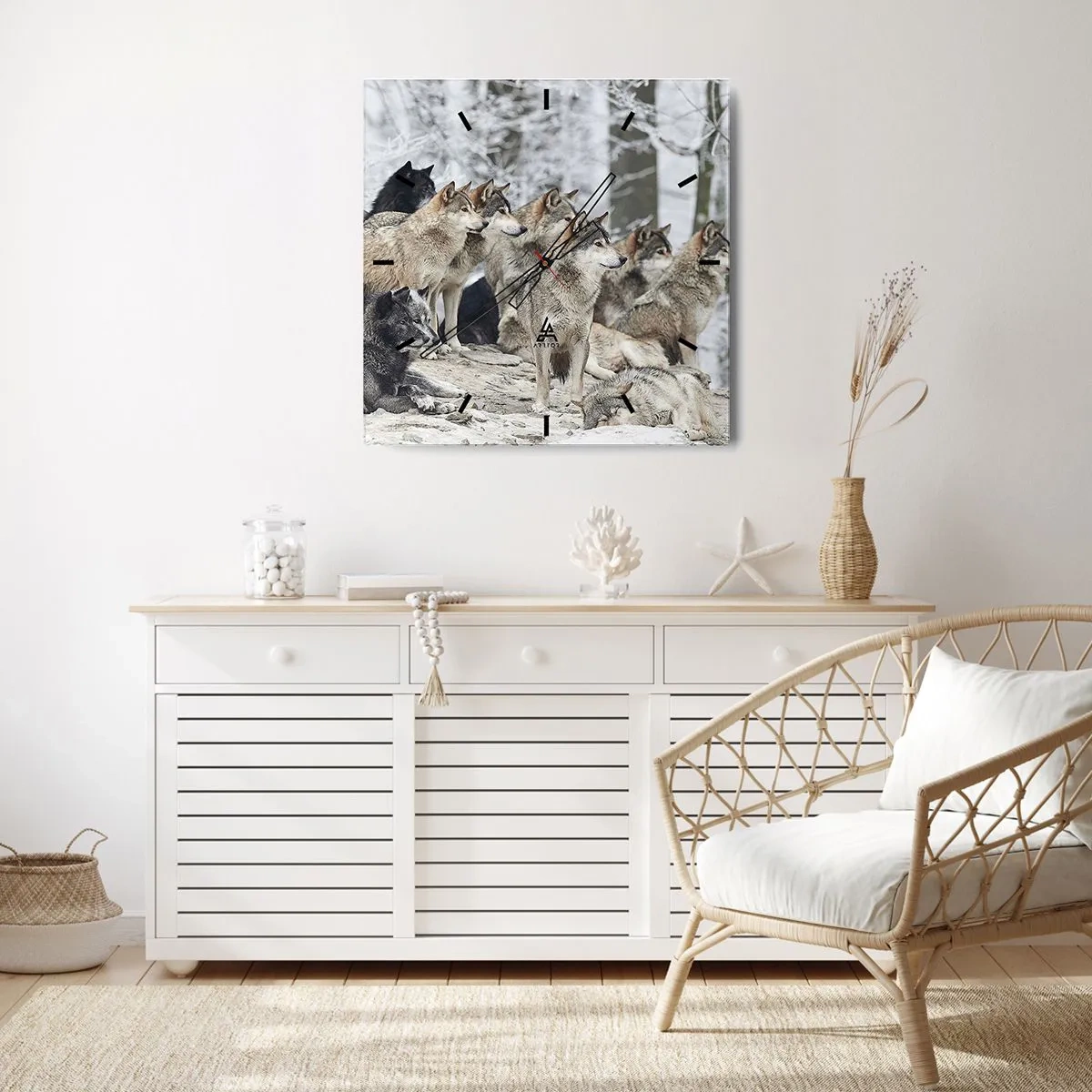 Wall clock - Clock on glass - Family and Friends - 40x40 cm