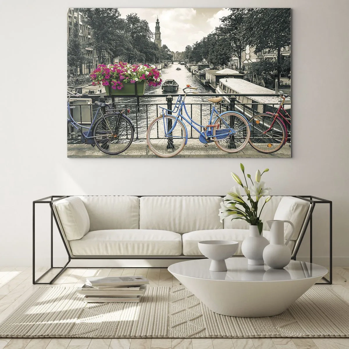 Glass picture - Colour of a Street in Amsterdam - 100x70 cm