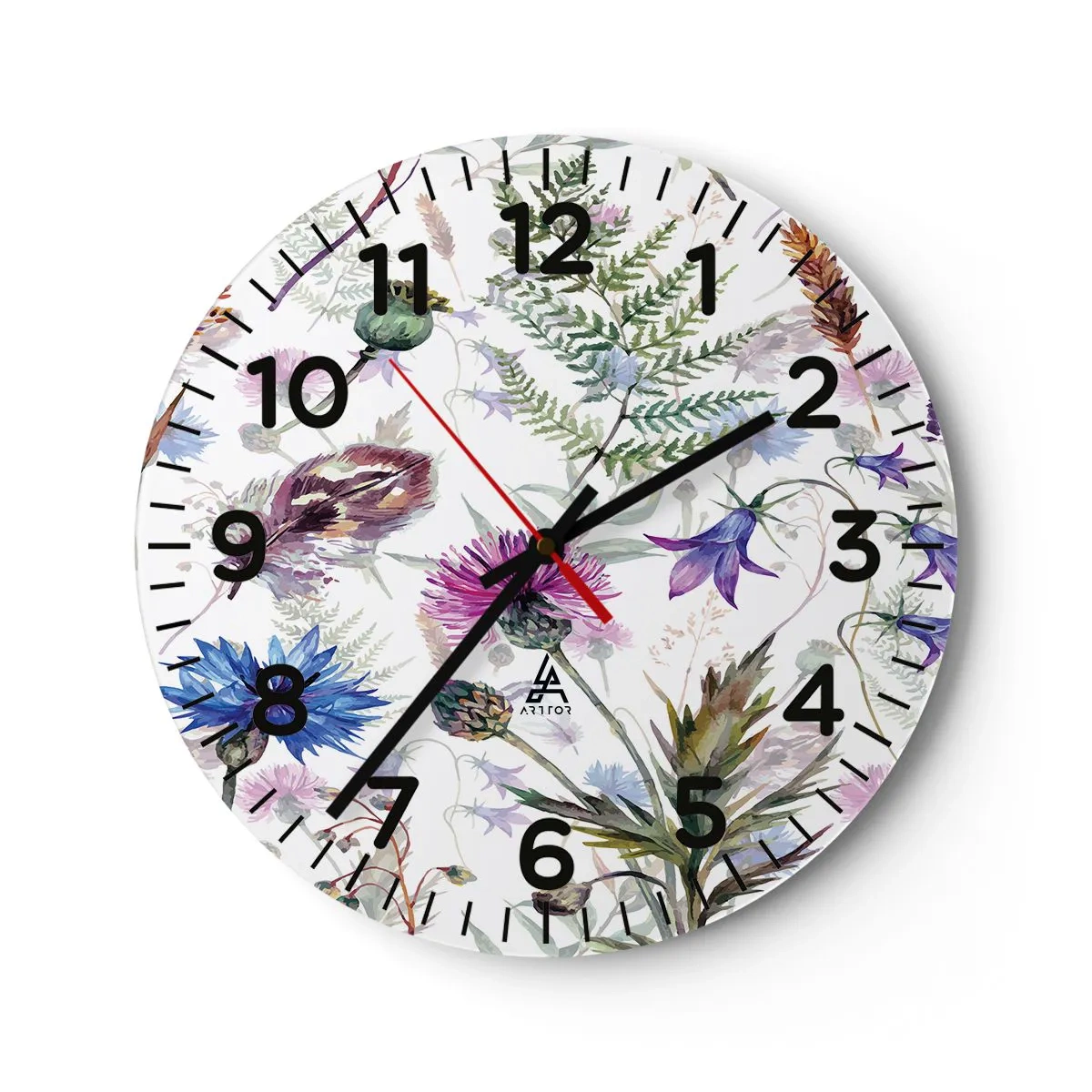 Wall clock - Clock on glass - Polish Herbs - 40x40 cm