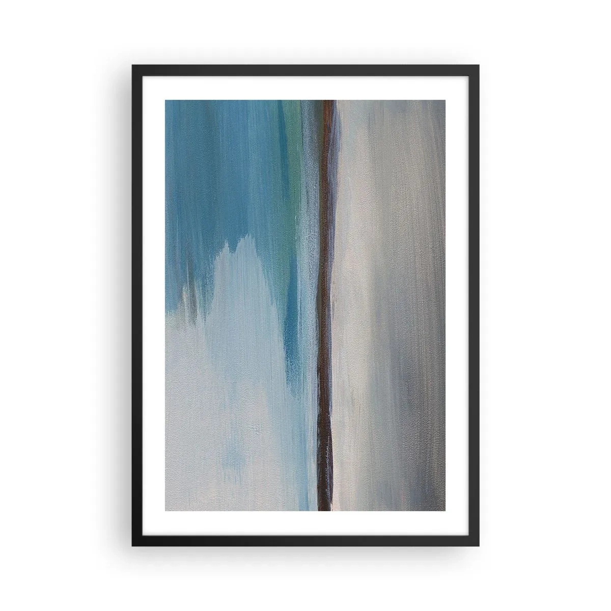 Poster in black frame - Abstract landscape in shades of blue and gray - 50x70cm - Horizontal Landscape - Modern wall decoration for the living room and bedroom ARTTOR