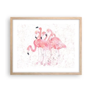 Poster in light oak frame - Pink Power - 50x40 cm