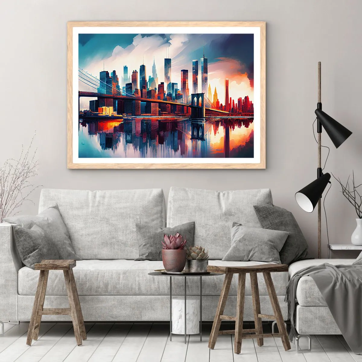 Poster in light oak frame - Fabulous New York - 50x40 cm