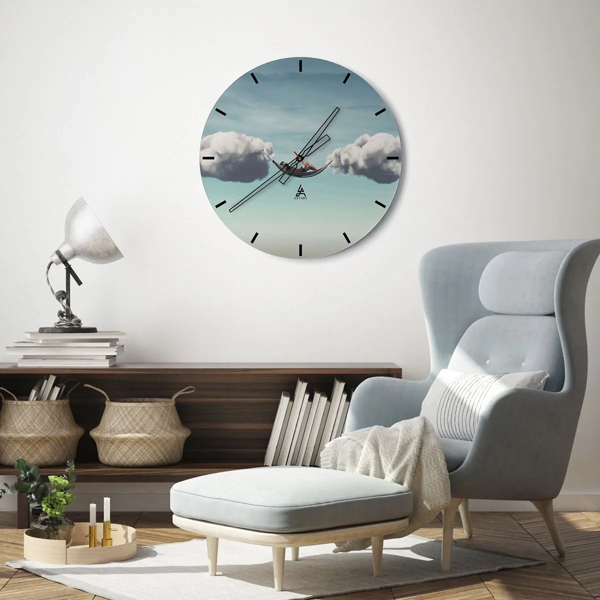 Wall clock - Clock on glass - Blissful Moment - 40x40 cm