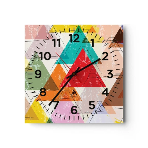Wall clock - Clock on glass - Three by Three - 40x40 cm