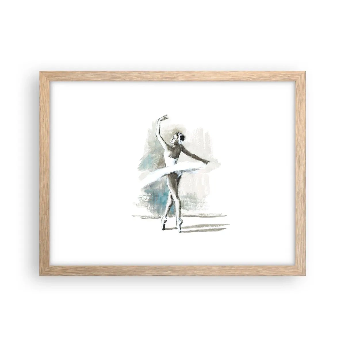 Poster in light oak frame - Enchanted into a Swan - 40x30 cm