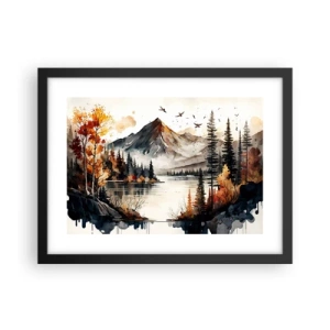 Poster in black frame - Golden Autumn in the Mountains - 40x30 cm