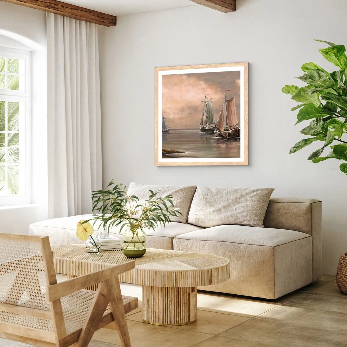 Poster in light oak frame - Return of Sailors - 30x30 cm