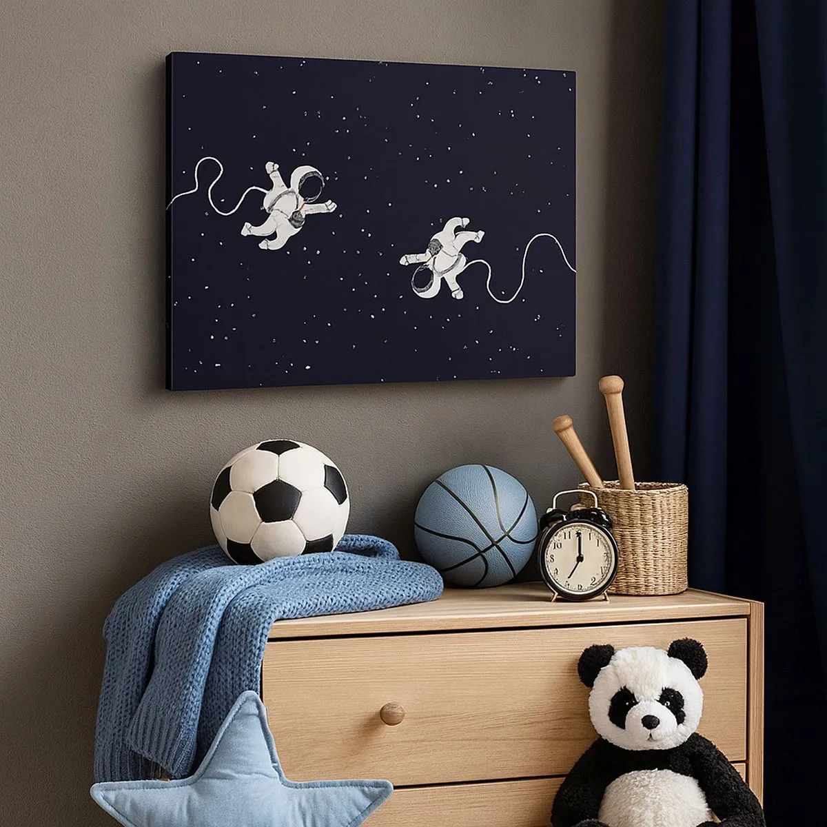 Canvas picture - Astronauts floating in space against a backdrop of stars - 70x50cm - Space Dance - Modern wall decoration for the living room and bedroom ARTTOR