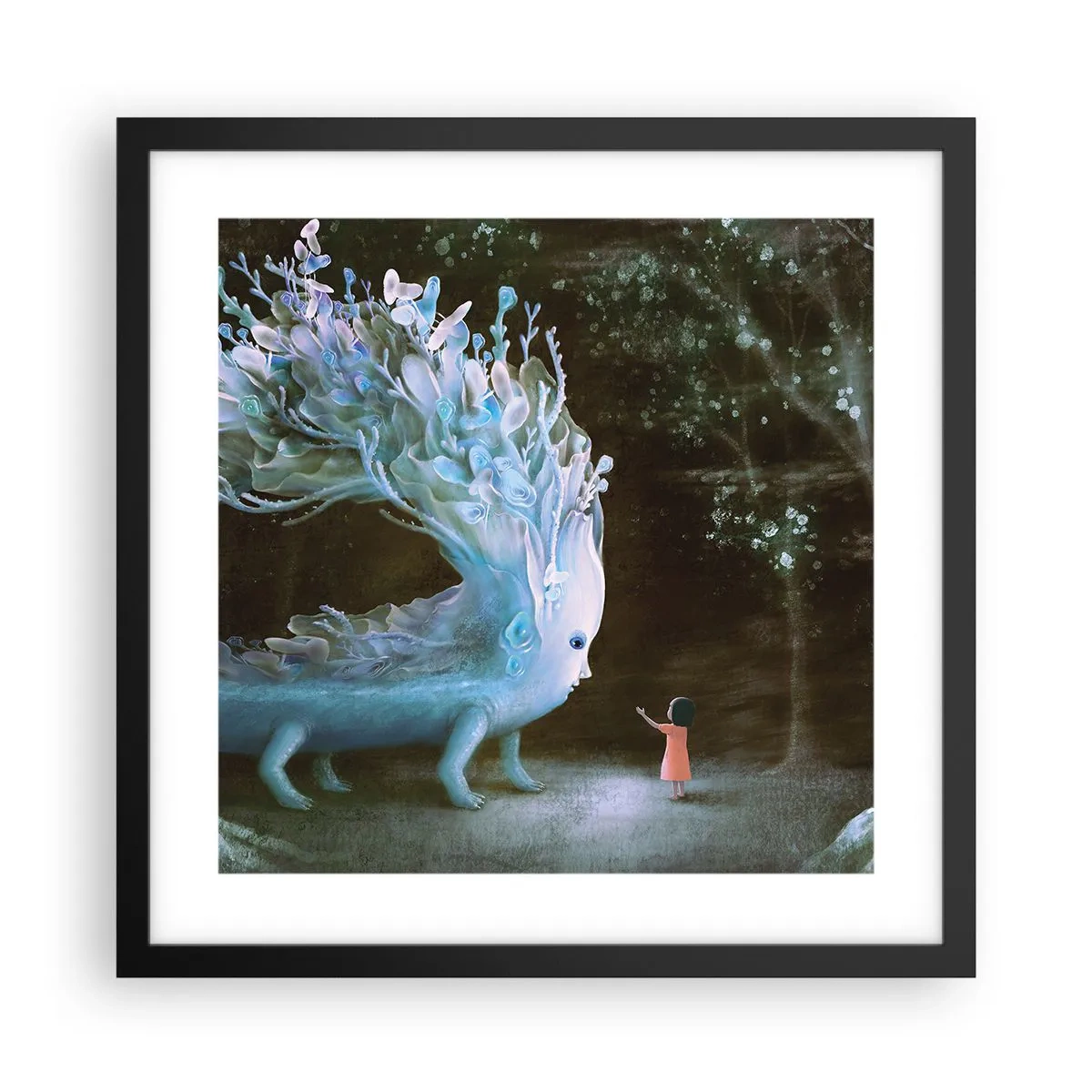 Poster in black frame - Fantastic Encounter - 40x40 cm