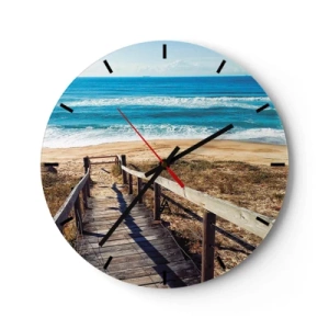 Wall clock - Clock on glass - Run! - 40x40 cm