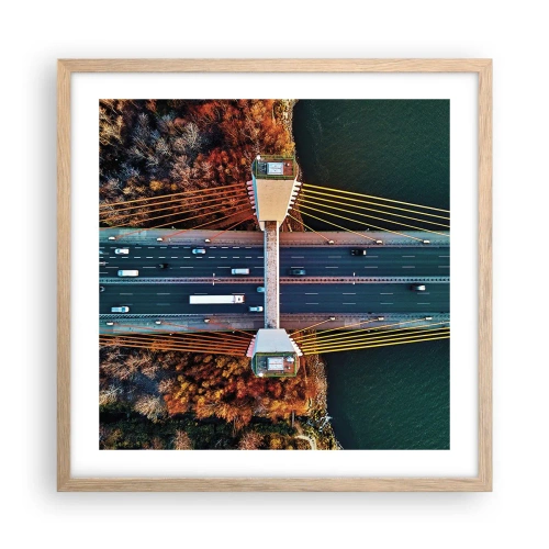 Poster in light oak frame - Behind Seas and Oceans - 50x50 cm