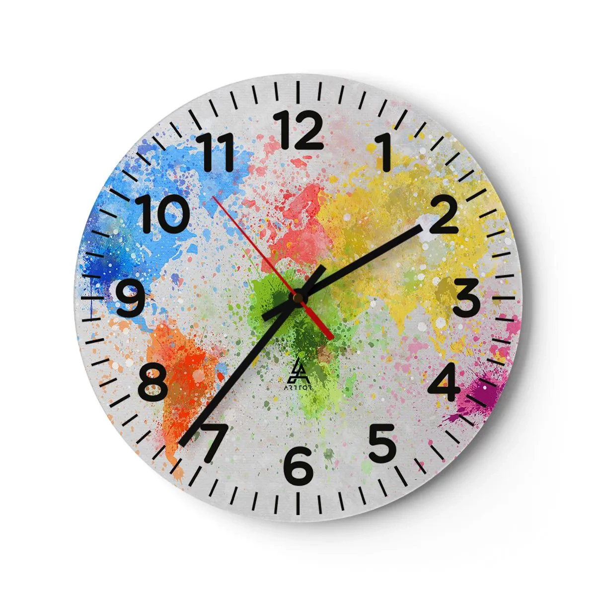 Wall clock - Clock on glass - All the Colours of the World - 40x40 cm