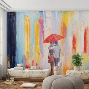 Photo Wallpaper Premium Canvas - Let It rain - Couple of lovers, People, Abstraction - 150x105 cm