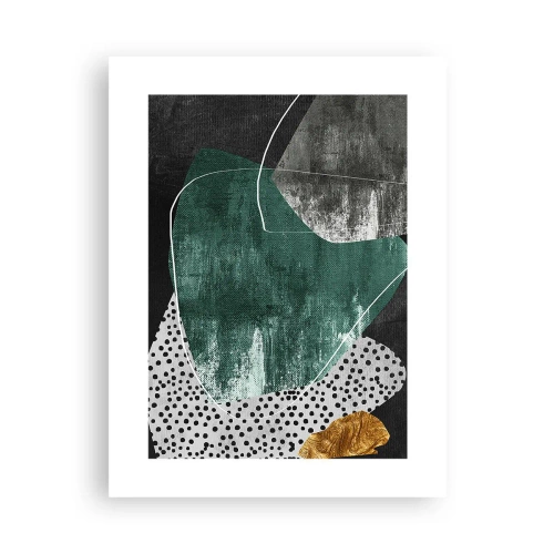 Poster - Colourful Abstract with a Golden Petal - 30x40 cm
