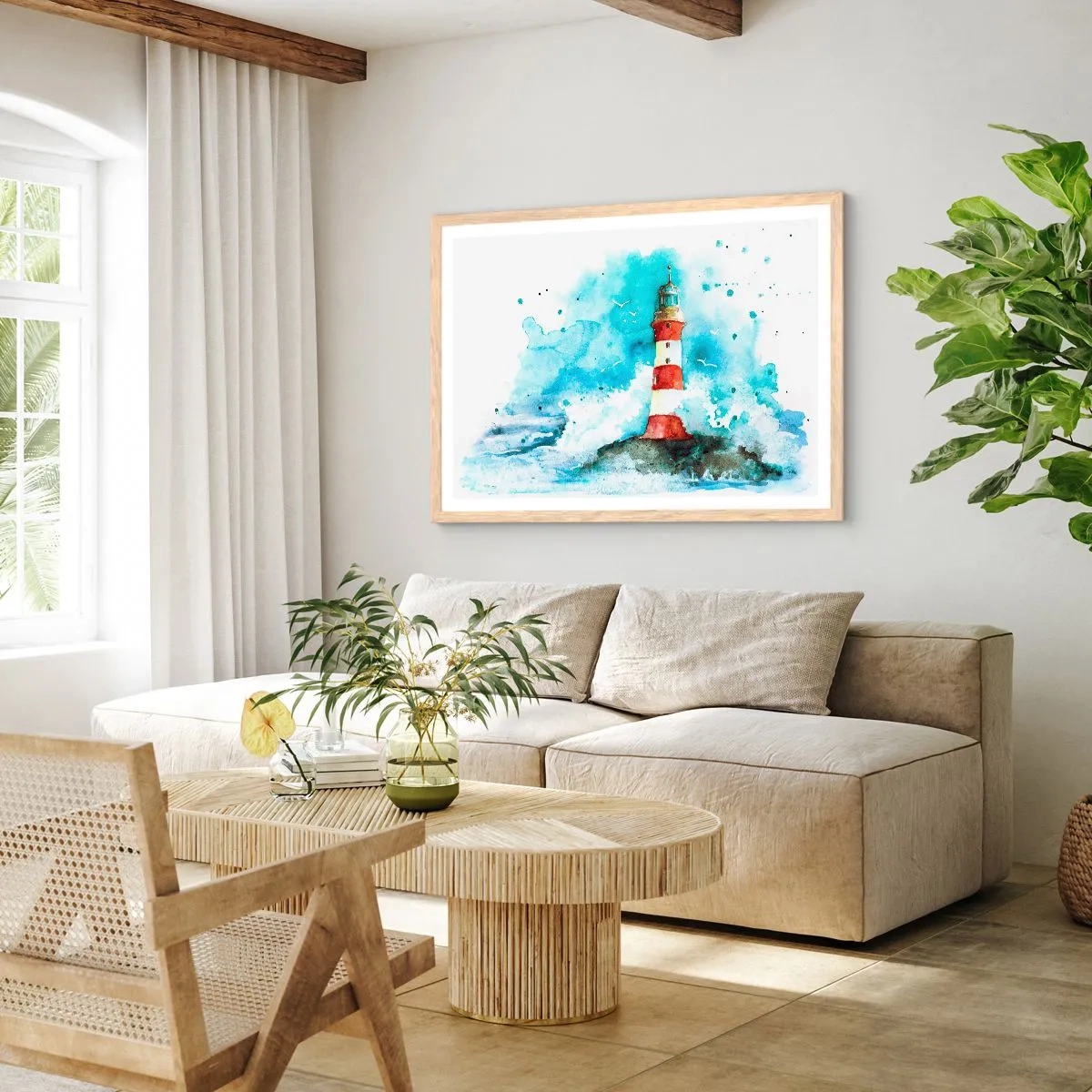 Poster in light oak frame - Unity of Elements - 70x50 cm