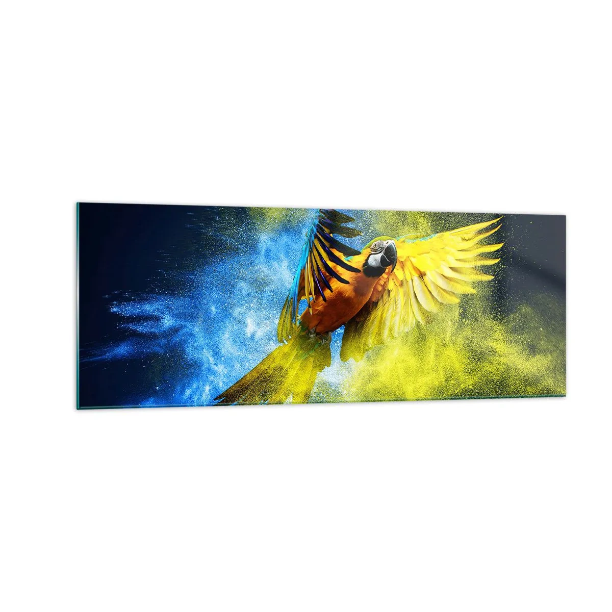 Glass picture - In Blue and Gold Dust - 140x50 cm