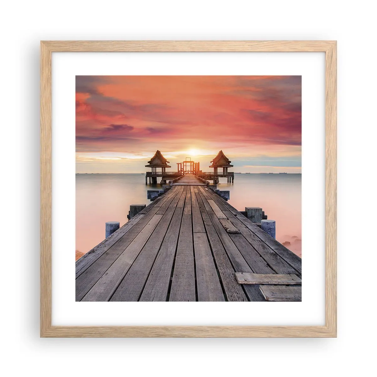 Poster in light oak frame - Sunset on the East - 40x40 cm