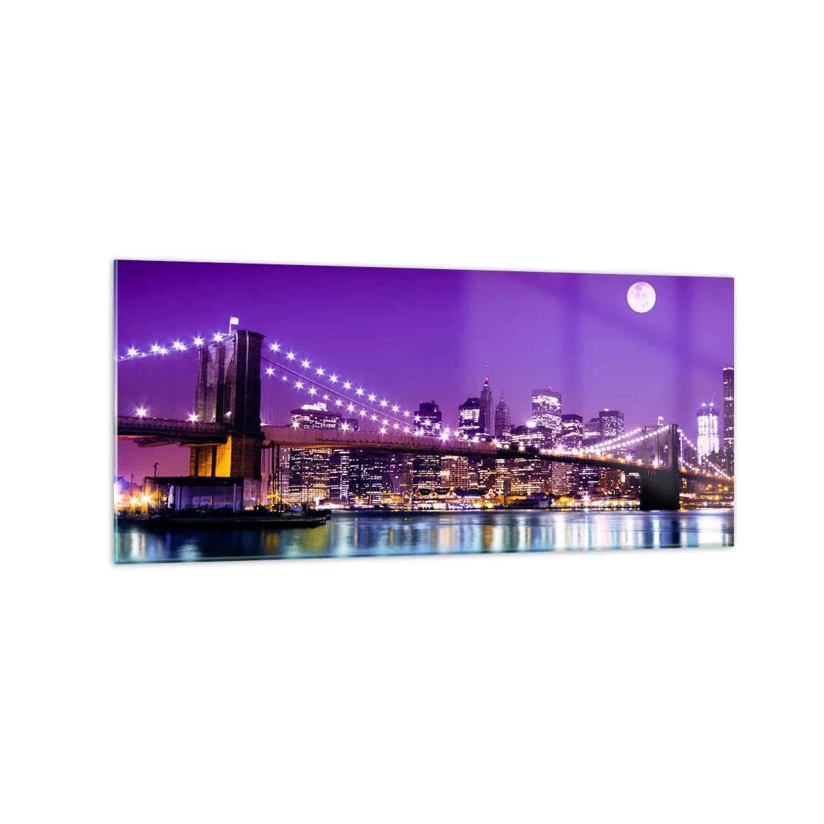 Glass picture - Big City Lights in Violet - 120x50 cm