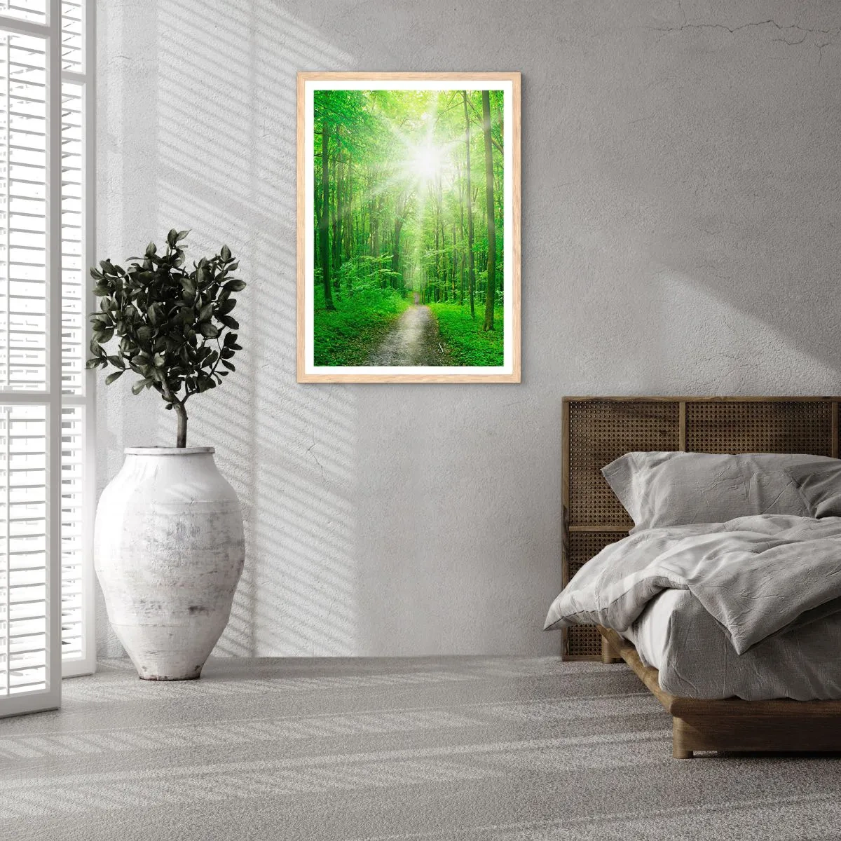 Poster in light oak frame - Green Cathedral - 40x50 cm